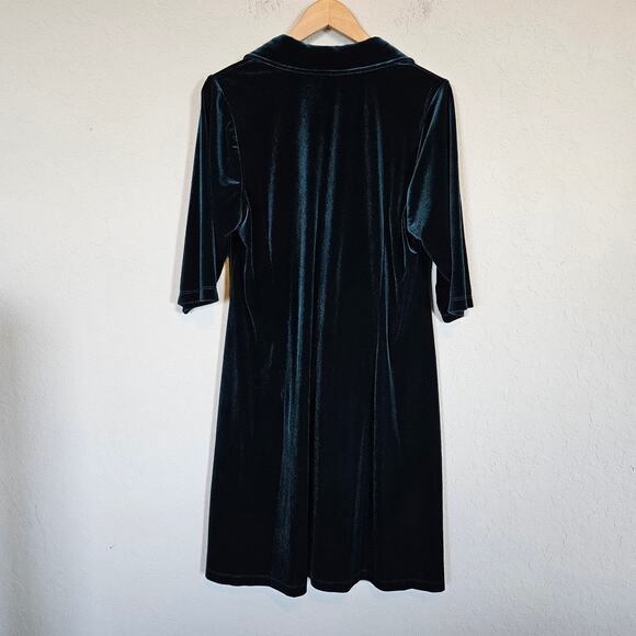 Calvin Klein Green Velvet Dress Waist Knot Plus Size 20W Holiday Party Office - Picture 2 of 10